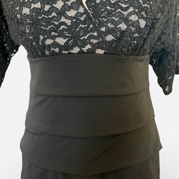 Little Black Dress LBD Size 8 Plunging Neckline Romantic Flattering Wedding - Picture 5 of 14